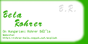 bela rohrer business card